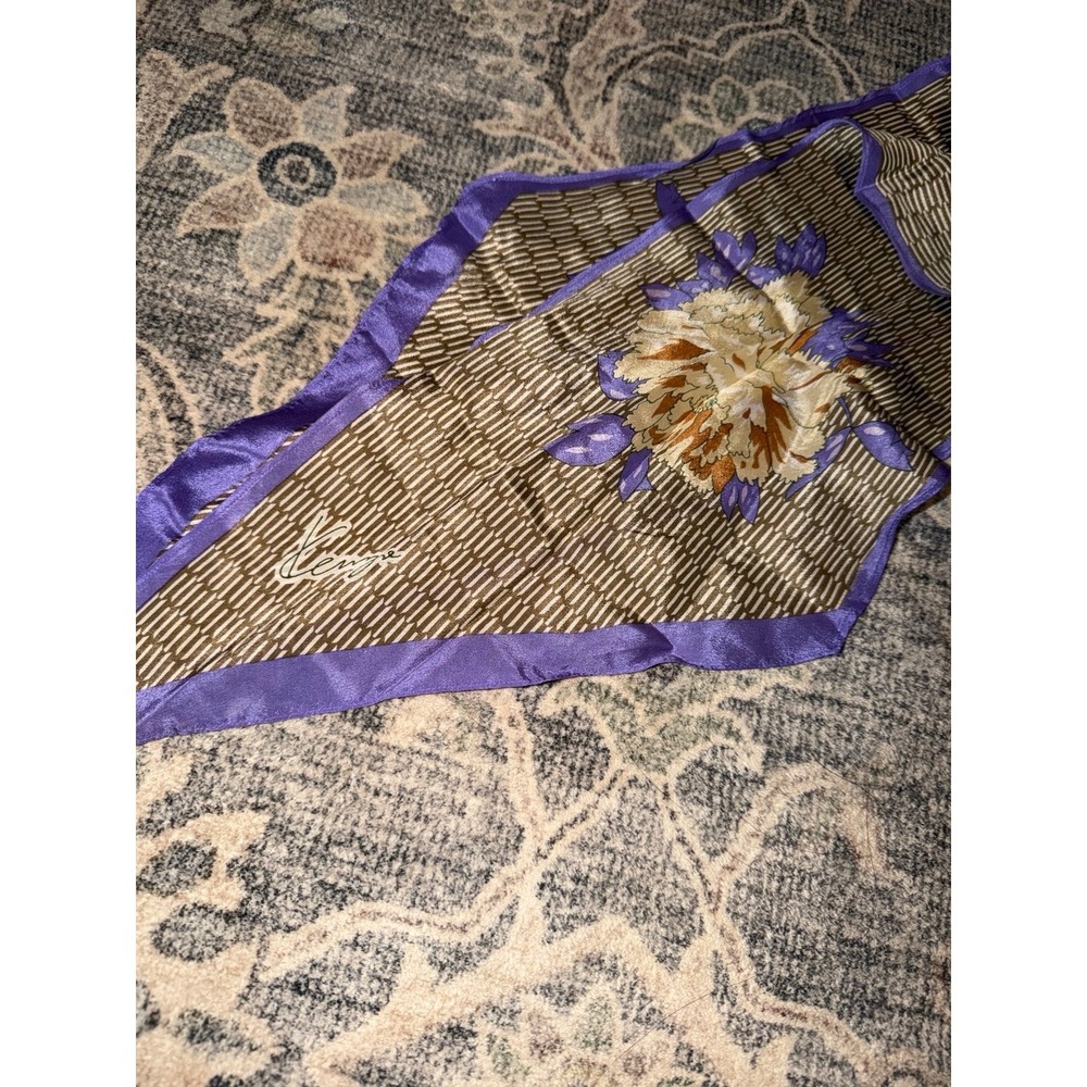 Vintage Kenzo Floral Silk Neck Scarf Ribbon